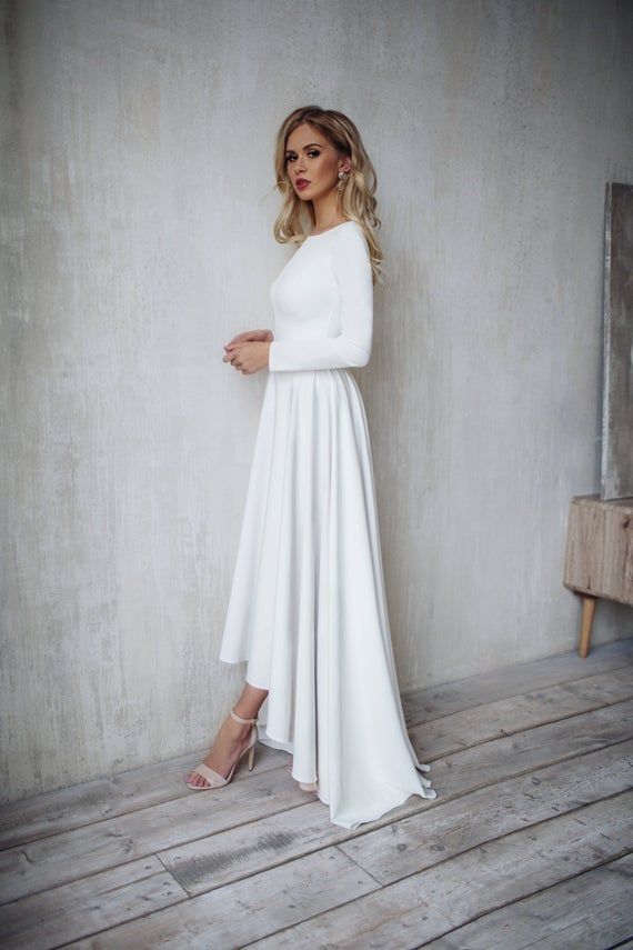 Simple Wedding Dress Dalarna, crepe minimalist dress,  High Low skirt Wedding dress -   18 dress Simple pictures ideas