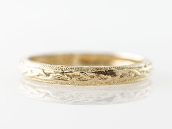 1930's Engraved Wedding Band in 10k Yellow Gold -   17 art deco wedding Bands ideas