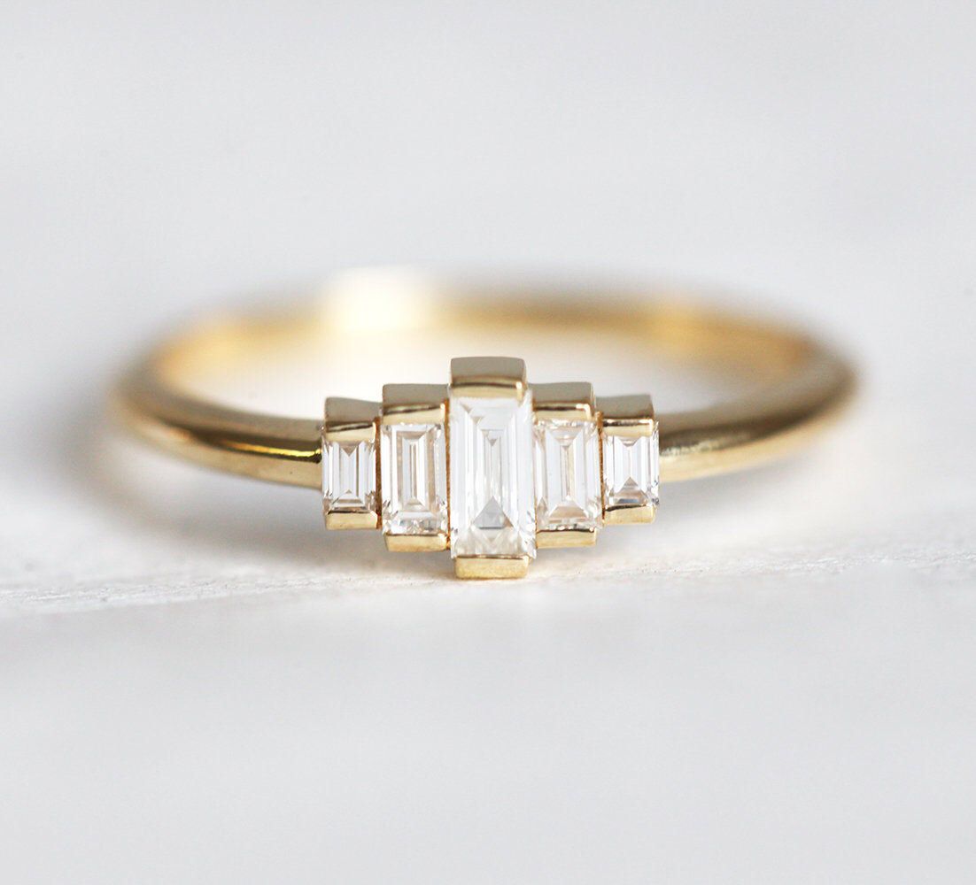 Art Deco Diamond Ring Artdeco Diamond Engagement Ring Simple | Etsy -   17 art deco wedding Bands ideas