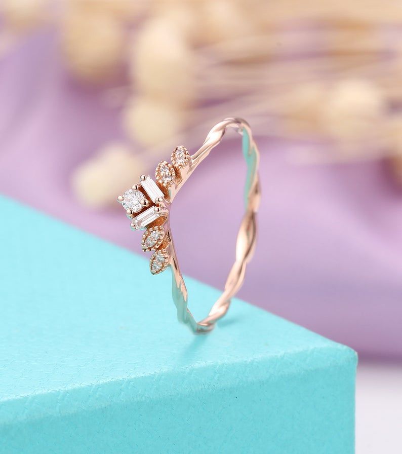 Art deco wedding band rose gold women Baguette diamond ring | Etsy -   17 art deco wedding Bands ideas