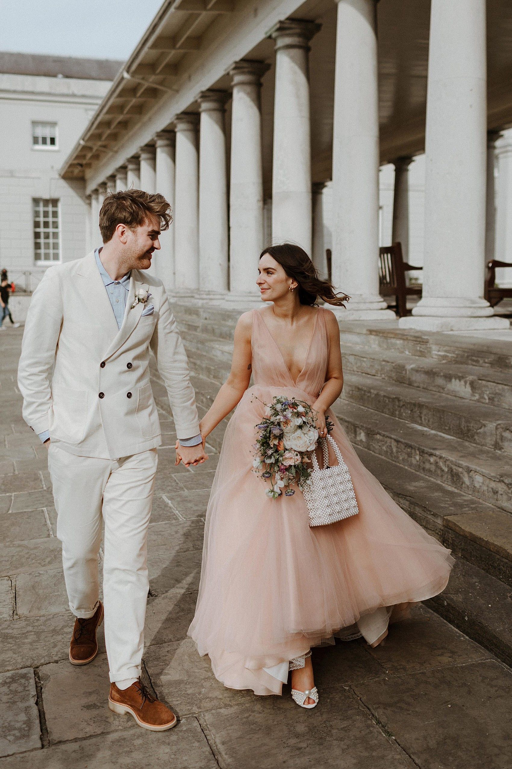 Liv Purvis + Joe Galvin's Wedding at Queens House, Greenwich: A Naeem Khan Pink Tulle Dress + Jimmy -   17 wedding Couple dress ideas