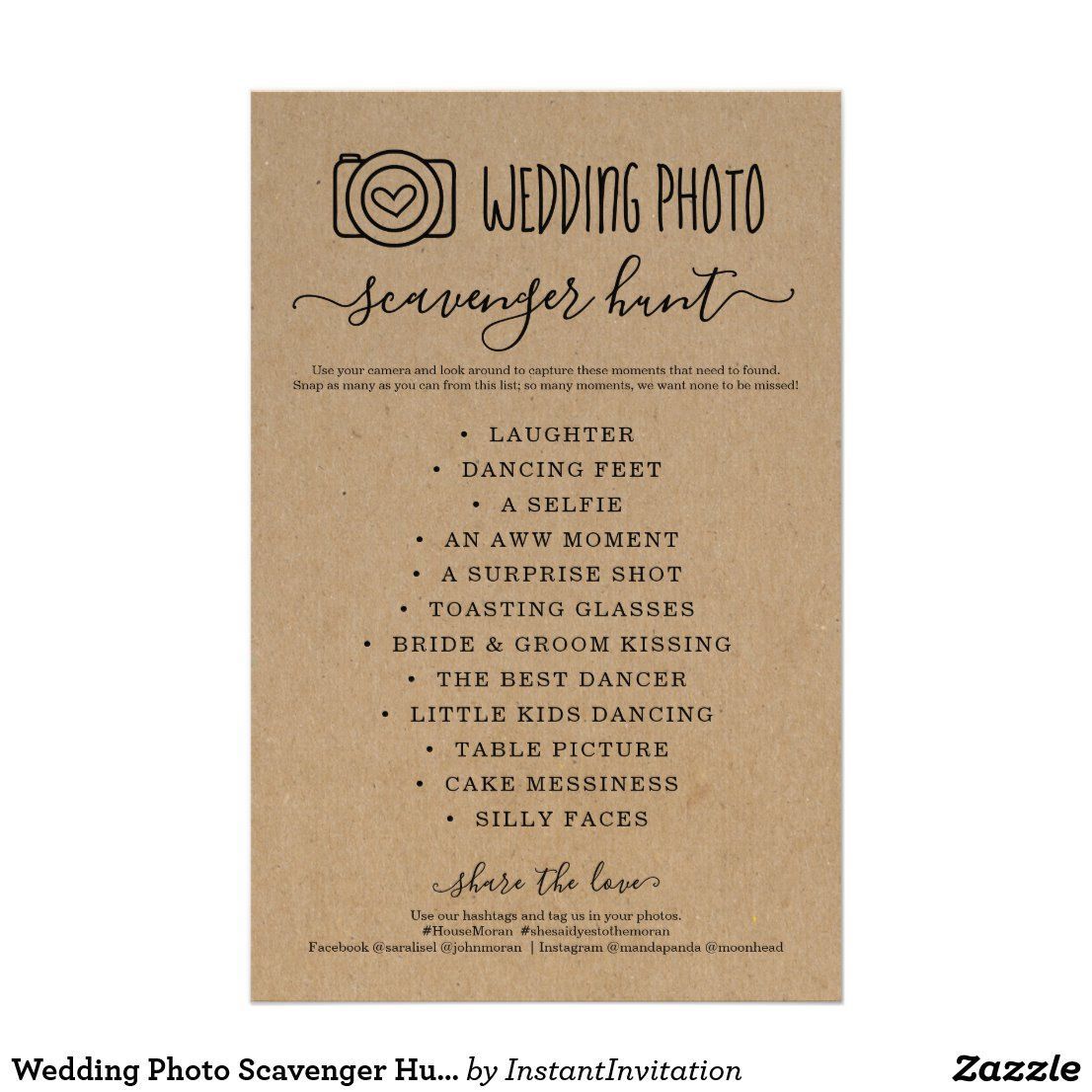 Wedding Photo Scavenger Hunt I Spy Game Kraft Flyer -   17 wedding Games i spy ideas