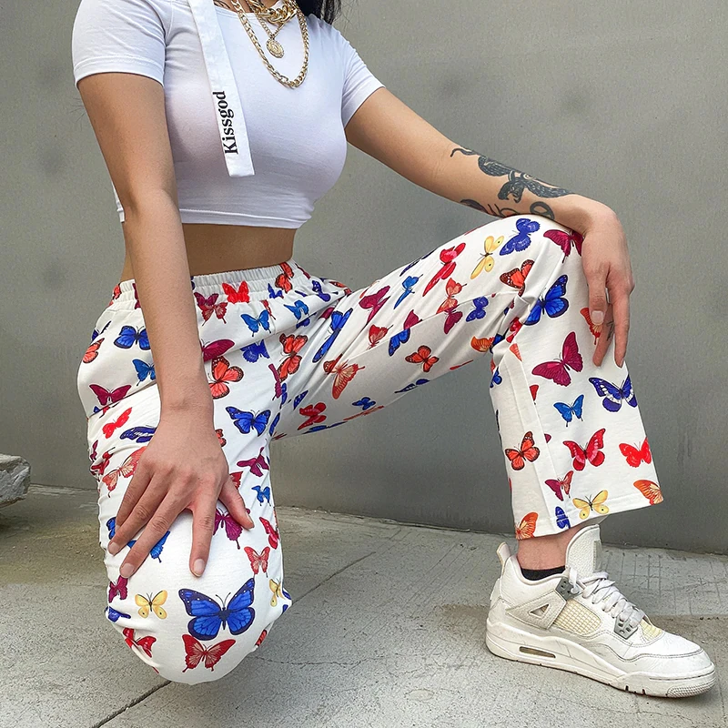 [Women] High Waist Butterfly Printed Loose Pants -   18 fitness Clothes loose ideas