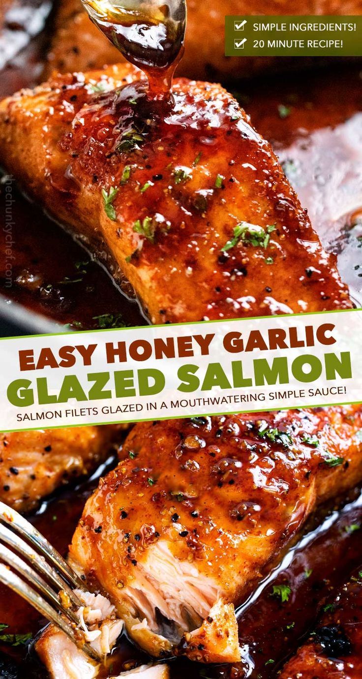 Honey Garlic Glazed Salmon (20 min. recipe!) - The Chunky Chef -   18 salmon recipes ideas