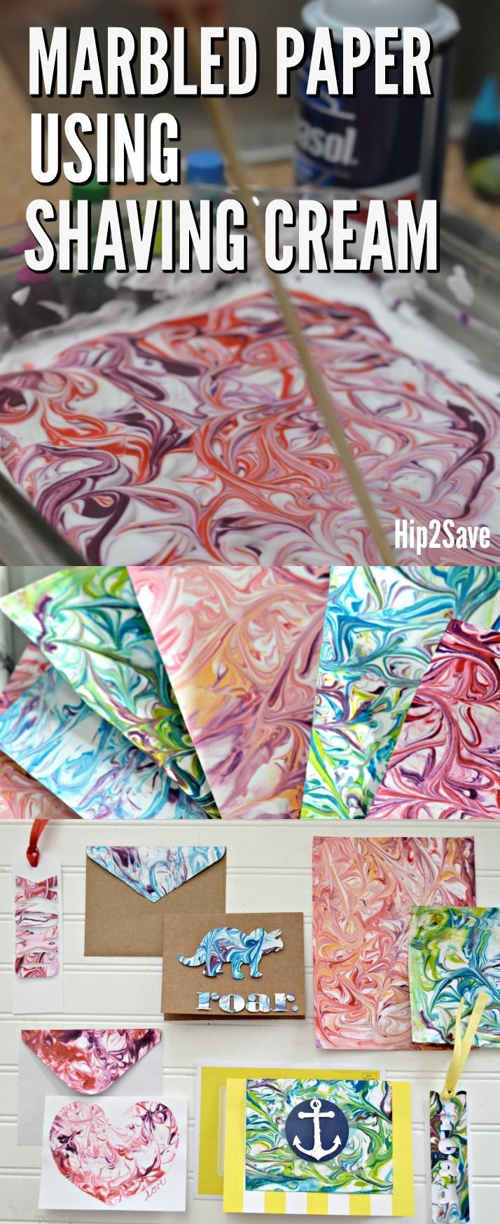 How to Marble Paper Using Shaving Cream (FUN Craft Idea!) - Hip2Save -   19 diy projects For Boys food coloring ideas