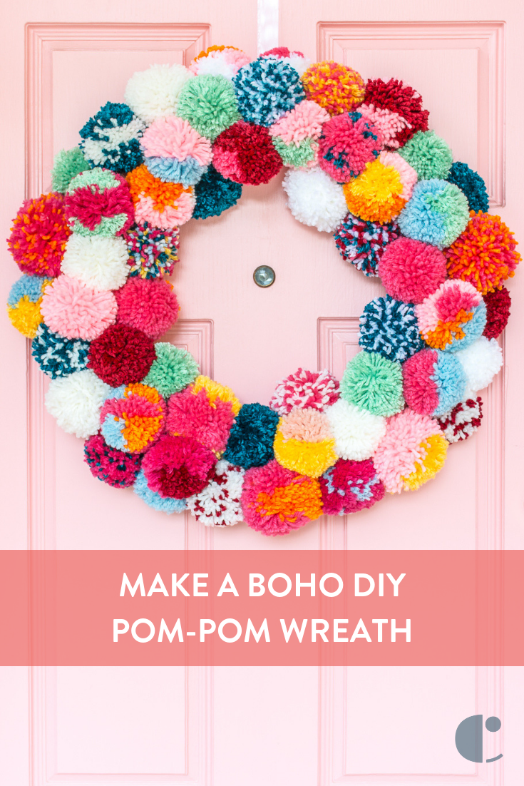 Make a Bright and Colorful Boho Holiday Pom-Pom Wreath -   19 diy projects For Room pom poms ideas