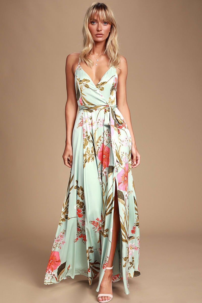 Still the One Sage Green Floral Print Satin Maxi Dress -   19 dress Floral green ideas