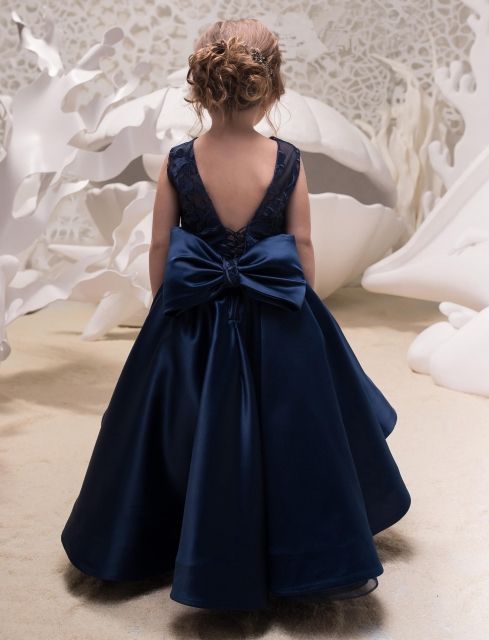 Free Shipping Navy Blue Satin Tulle Lace Tulle Flower Girl Dress Party Dress -   19 dress Flower Girl blue ideas