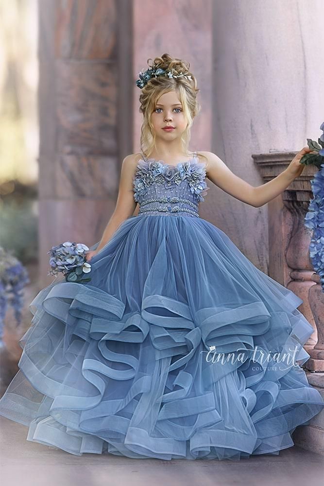 19 dress Flower Girl blue ideas