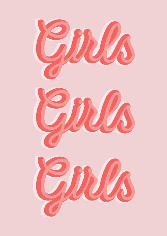 Girls Girls Girls - Art Print - Art for Girls - Wall Art - Pink print - Typography print - Gallery W -   21 pink wall collage ideas