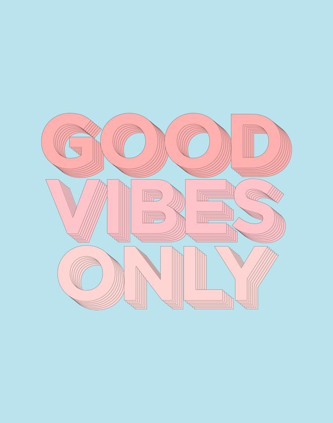 Good Vibes Only sky blue peach pink typography inspirational motivational home wall bedroom decor Art Print by themotivatedtype -   21 pink wall collage ideas