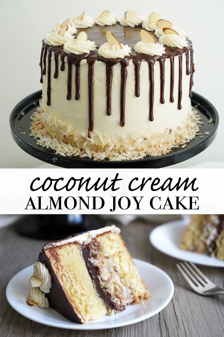 Almond Joy Cake, Made with Coconut Cream -   22 coconut cake Decoration ideas