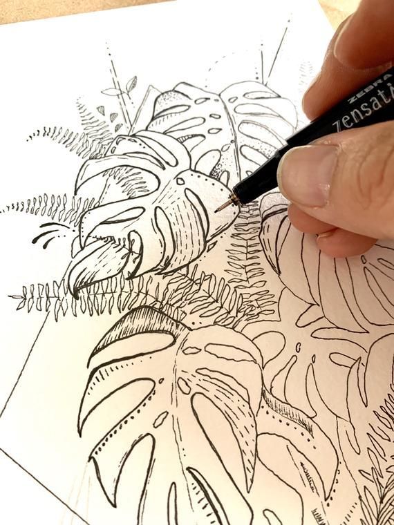 Custom Tattoo Design Line Drawing Tattoo botanical drawing | Etsy -   14 plants Drawing tattoo ideas