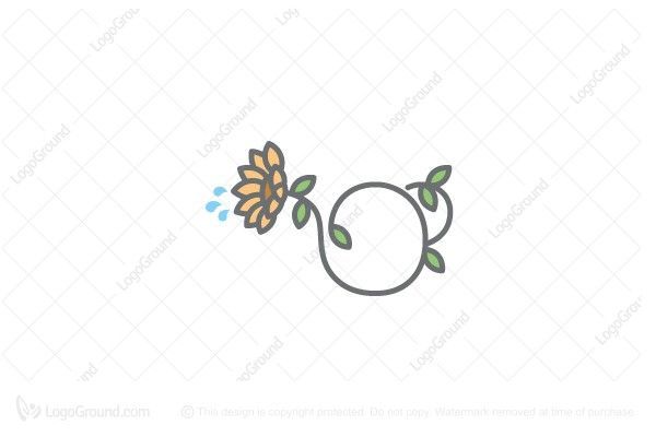 Sun Flower Watering Can Logo -   15 flower planting Logo ideas