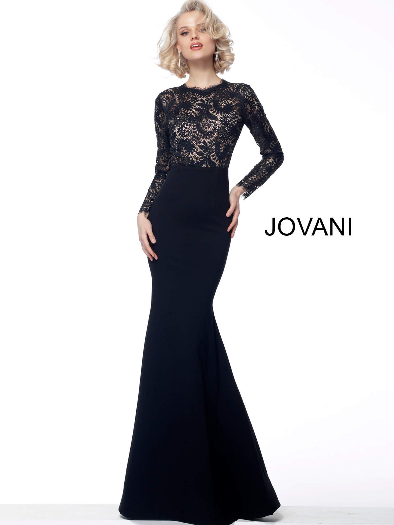 Jovani 67755 Black Fitted Lace Bodice Evening Dress -   17 dress Black evening ideas