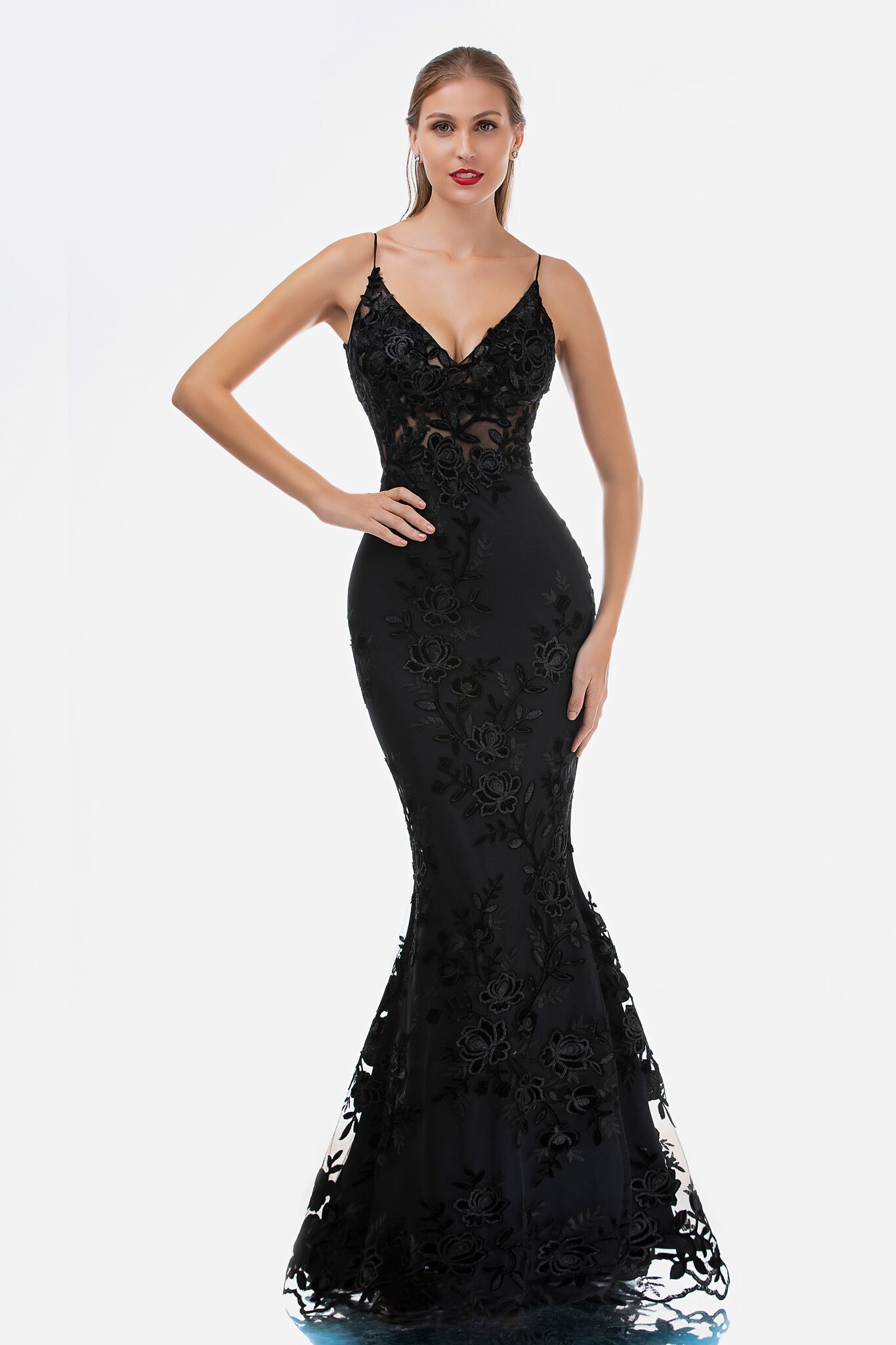 Nina Canacci 2241 Long Sheer Lace Mermaid Prom Dress Evening Gown V Neck -   17 dress Black evening ideas