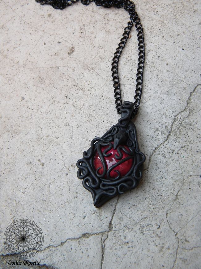 Gothic polymer clay pendant by GothicRosettejewelry on DeviantArt -   18 DIY Clothes Goth polymer clay ideas