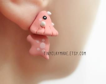 Cute T rex dinosaur bite earring polymer clay animal earring | Etsy -   18 DIY Clothes Goth polymer clay ideas