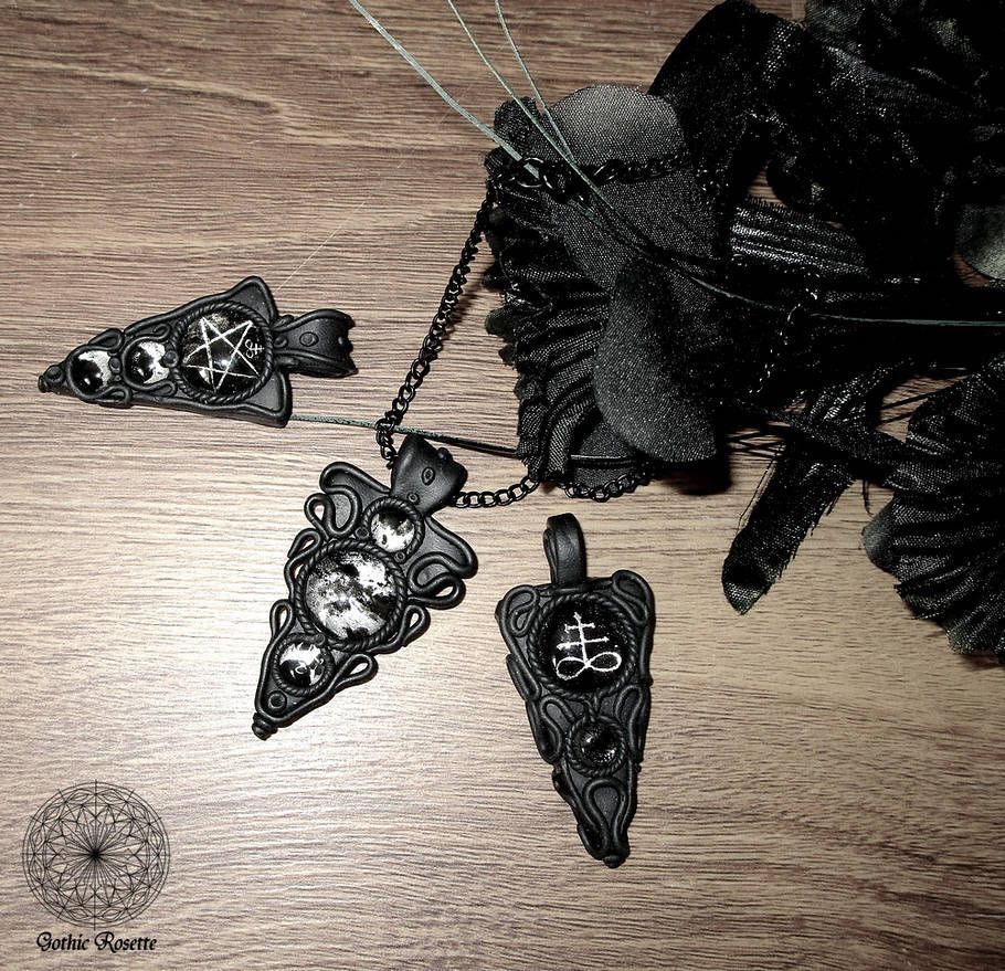 Polymer clay occult, gothic pendants by GothicRosettejewelry on DeviantArt -   18 DIY Clothes Goth polymer clay ideas