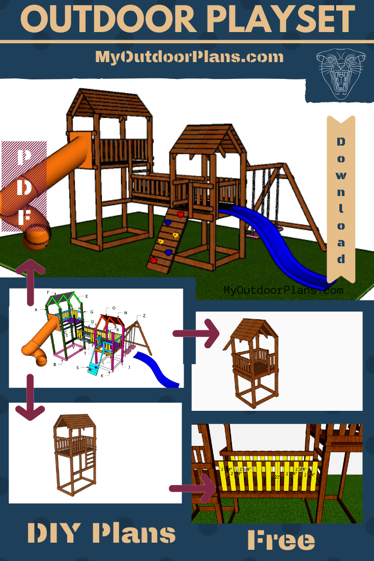 Outdoor Playset with 2 Forts and A frame Swing Plans -   19 diy Outdoor playset ideas
