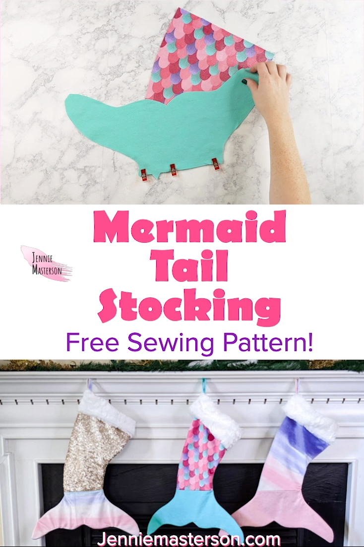 DIY Mermaid Tail Christmas Stocking: Free Sewing Pattern -   19 diy projects Easy fabrics ideas