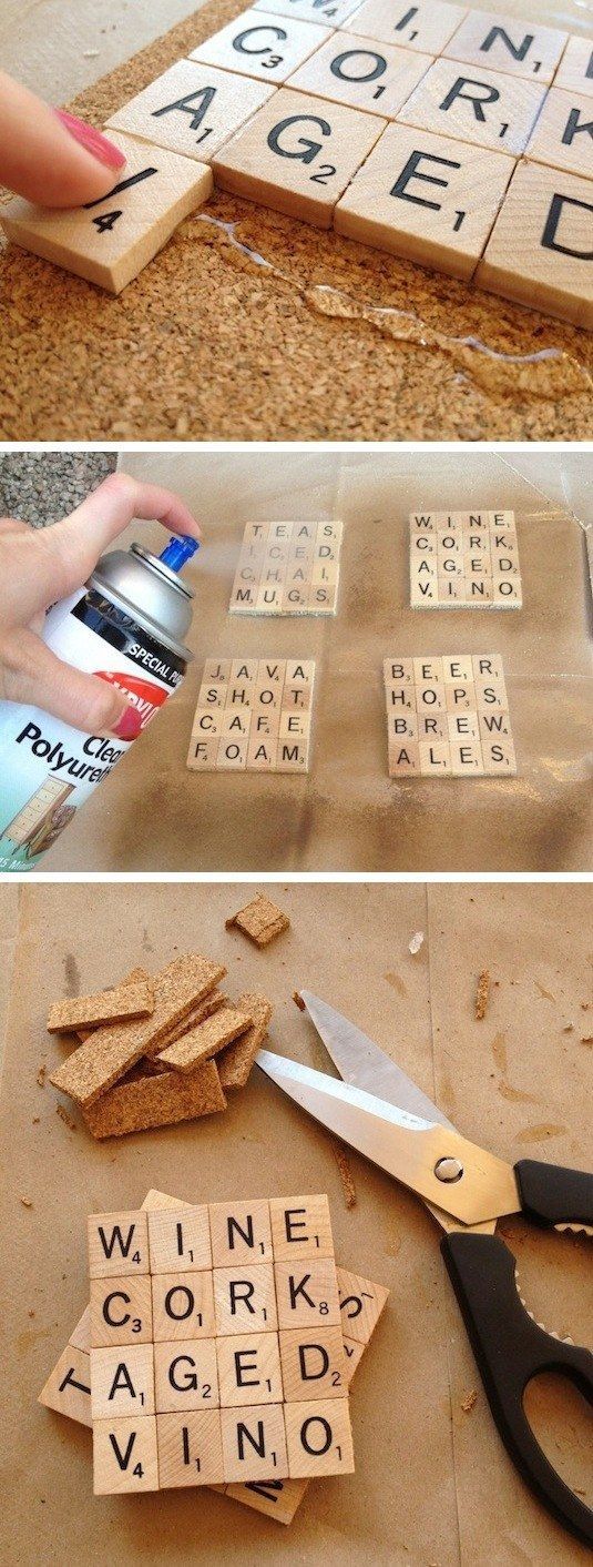 Scrabble coasters -   19 diy projects For Couples tips ideas