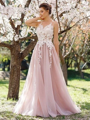 Light Pink Evening Dress, Sleeveless A Line Party Dress -   19 dress Midi prom ideas