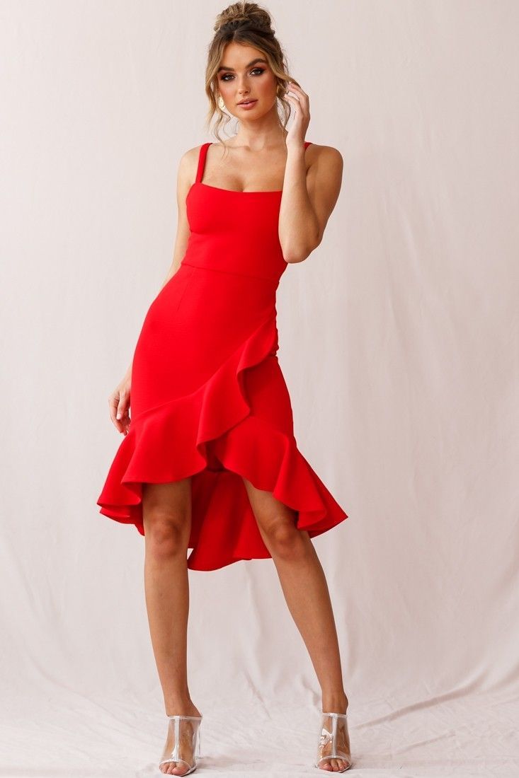 Cartagena High-Low Asymmetric Salsa Dress Red -   19 dress Red midi ideas