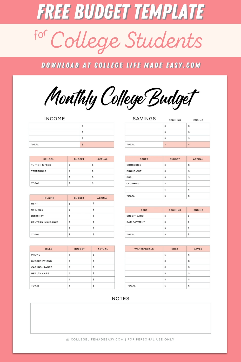 College Student Budget Template -   19 the budget mom ideas