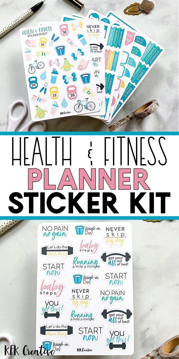 Health & Fitness Stickers  | Fitness Planner Stickers | Workout Stickers -   fitness Planner stickers