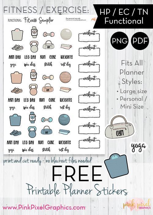 29 Free Bullet Journal Printables to Snag for 2019 - The Petite Planner -   fitness Planner stickers