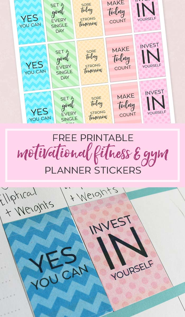 Free Printable Motivational Gym & Fitness Planner Stickers -   fitness Planner stickers