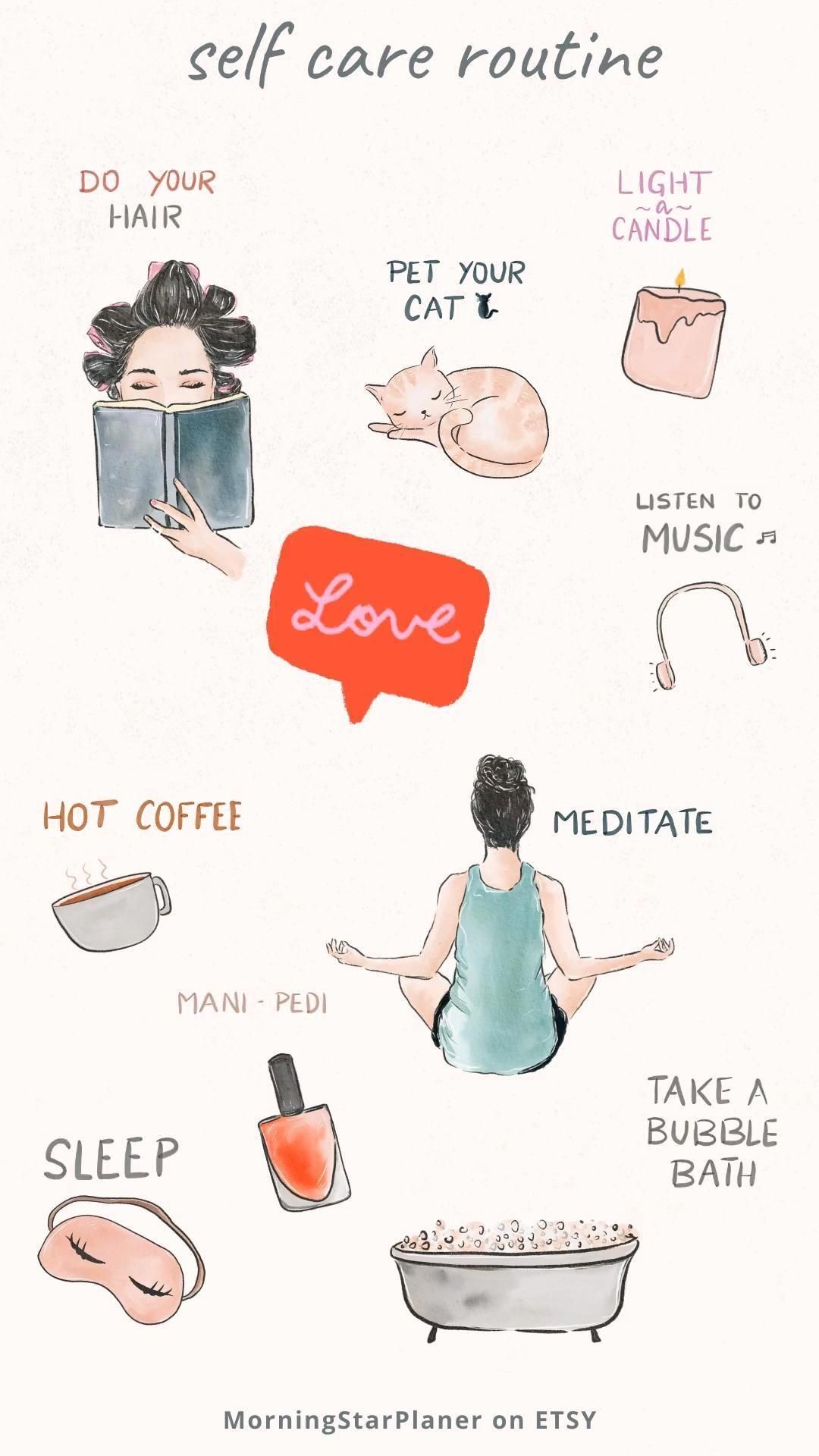 Self Care Digital Stickers for Goodnotes - iPad & Tablet Planner Stickers - Cute Girl Meditation, Self Care Routine, Bullet Journal List -   fitness Planner stickers