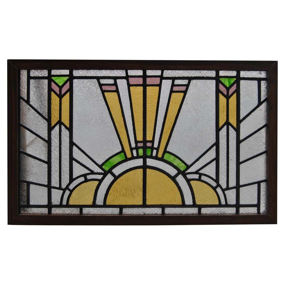 Vintage English Art Deco Style Stained Glass Window -   beauty Art stained glass