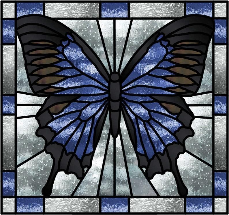 Blue Butterfly Stained Glass Pattern -   beauty Art stained glass