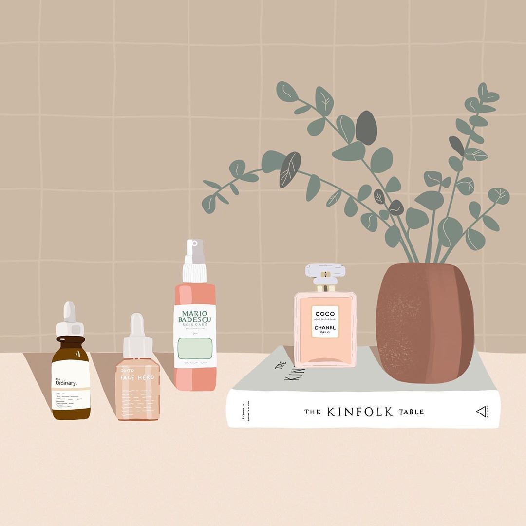 Graphic design & Illustration on Instagram: “вњЁ current beauty faves вњЁ  During lockdown, I've pretty much been going makeup free but I looooove making sure I'm taking care of my skin рџ?Љ…” -   beauty Background illustration