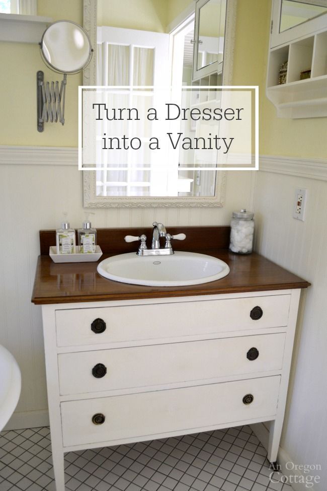 How To Make a Dresser Into a Vanity Tutorial | An Oregon Cottage -   diy Bathroom ikea