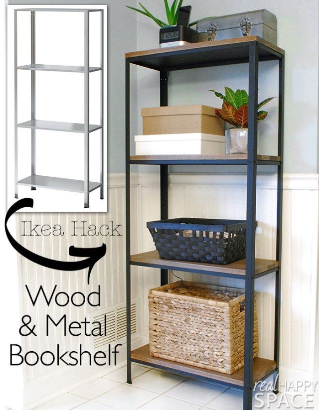 Ikea Hack: Wood and Metal Bookshelf - Real Happy Space -   diy Bookshelf metal