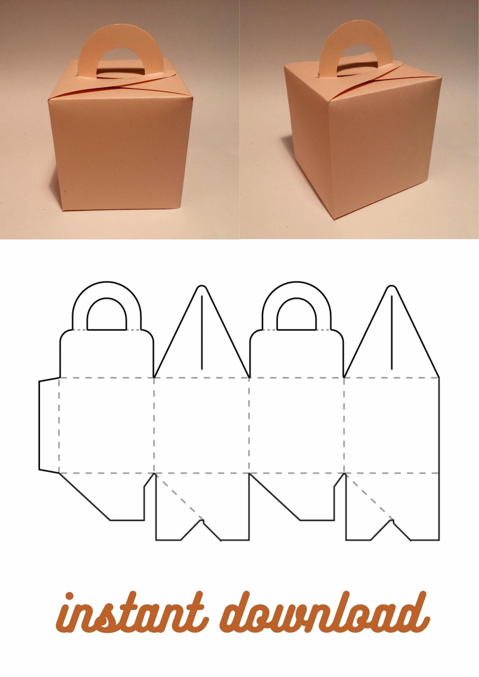 Box with handle template, square box, cube box, favor box, gift box, SVG, PDF, Cricut, Silhouette -   diy Box cube