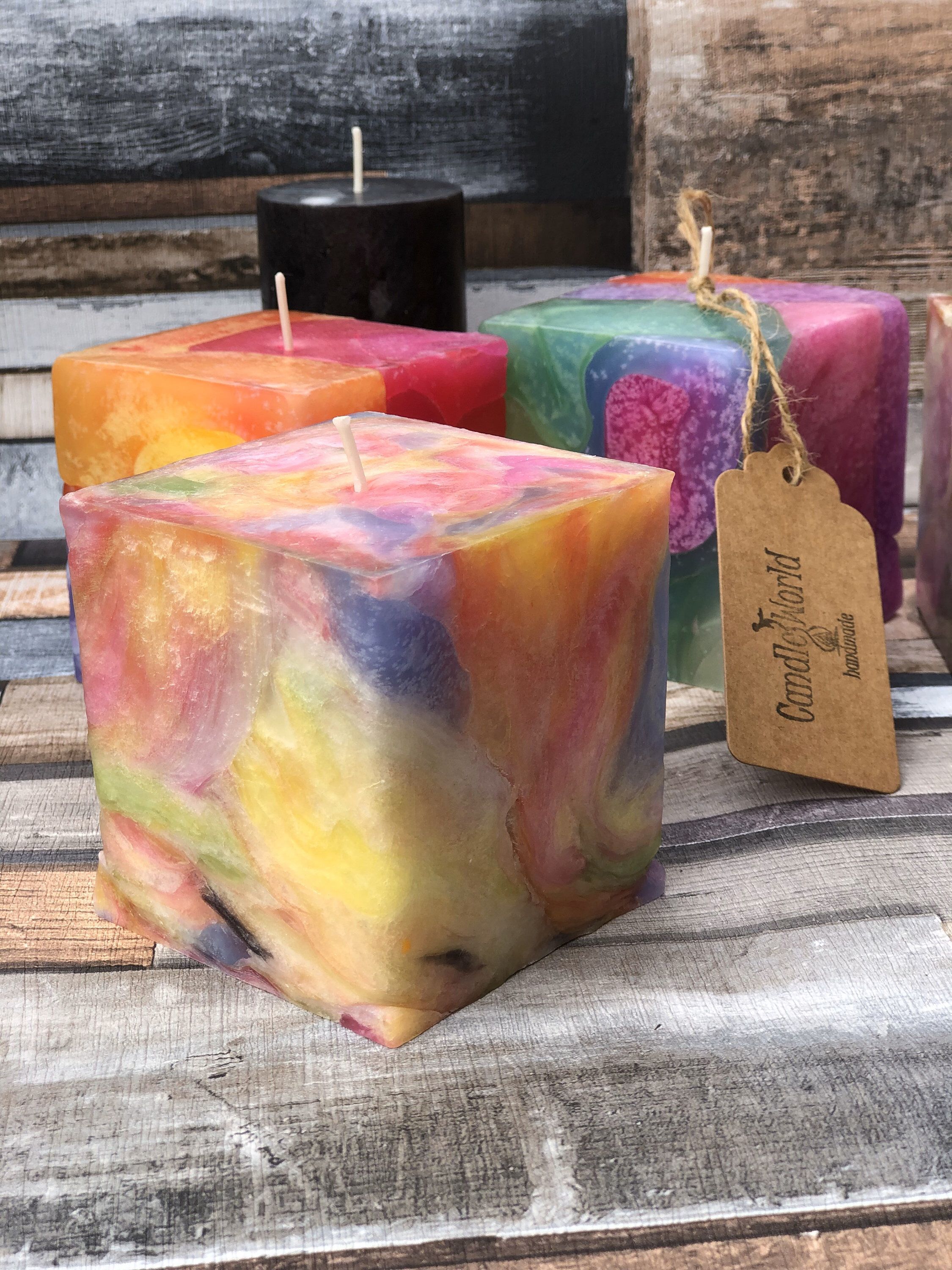 Artistic Candle-Handmade Candle-Rainbow Candle-Cube | Etsy -   diy Candles color
