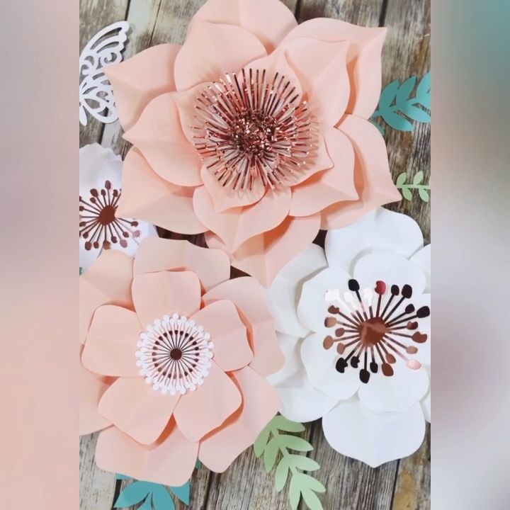 Large Paper Flower Set Paper Flowers Wall Decor Peach | Etsy -   diy Decoracion papel
