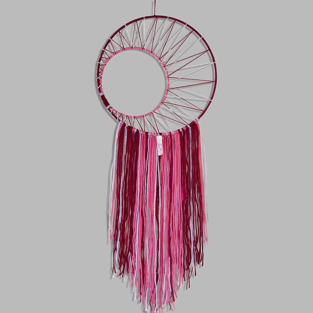 Large Dream Catcher Wall Hanging with Pink Crystal, Large Moon Dream Catcher -   diy Dream Catcher for teens