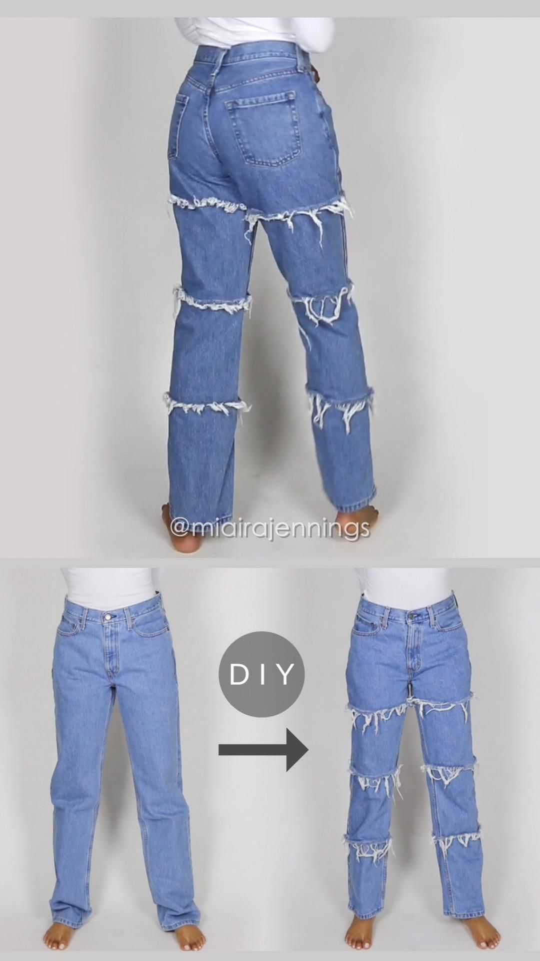 DIY Frayed Patchwork Panel Jeans -   diy Fashion 2019