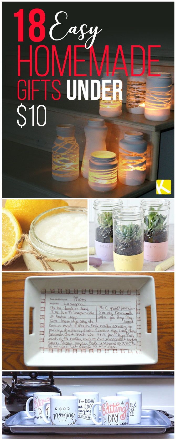 18 Easy Homemade Gifts Under $10 -   diy Gifts cheap