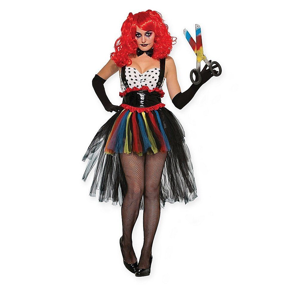 Women's Evil Girlie Clown Halloween Costume Multi -   diy Halloween Costumes clown