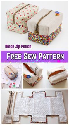 DIY Block Zip Pouch Sew Pattern Tutorial with Template -   diy Ideas sewing