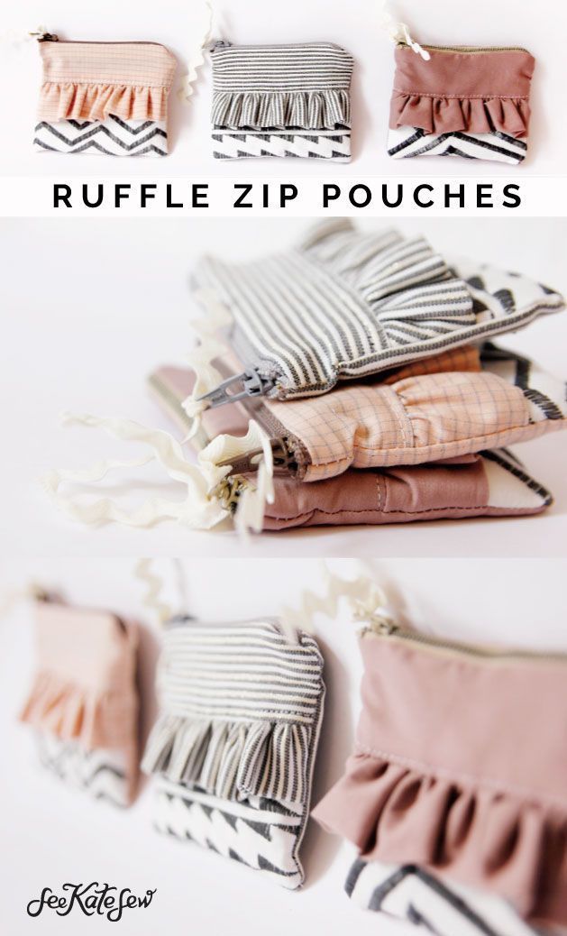 ruffle zipper pouch with geometric stitching tutorial - see kate sew -   diy Ideas sewing