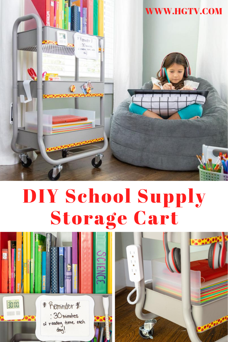Small Space Solution: School Supply Storage Cart -   diy Organization study