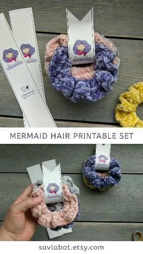 Printable Mermaid Scrunchies Wraps -   diy Scrunchie packaging
