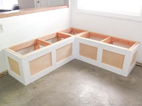 How to Build a Banquette Seat With Built-in Storage -   diy Storage seat